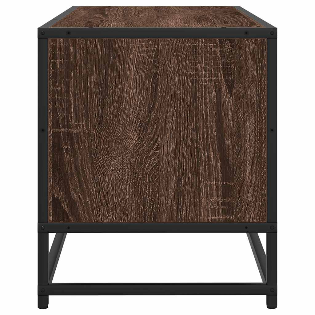 TV Stand in Oak Effect 80 x 34.5 x 40 cm Particleboard and Metal