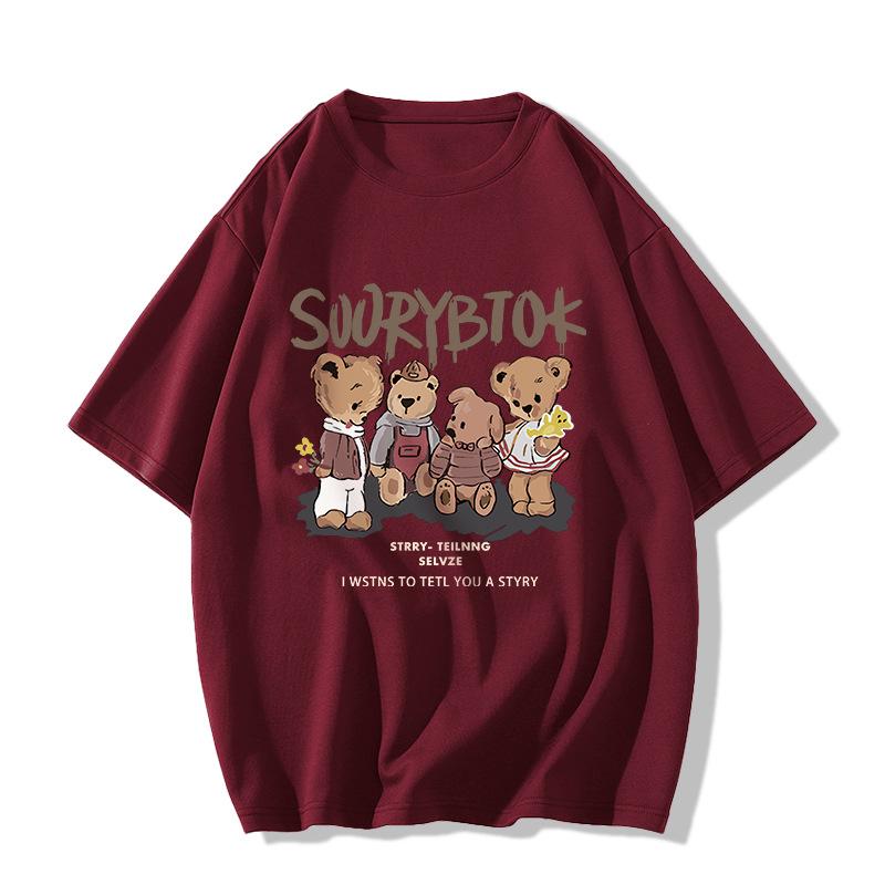 Letnia Moda Okrągły Dekolt Harajuku Y2K Luźny Casualowy Bawełniany T-shirt Damski Vintage Nadruk Pulower Topy