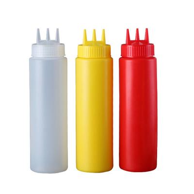 350/450/680ml Plastic 3 Nozzles Squeeze Sauces Bottle Squeezable Graduated Bottle Salad Dressing Seasoning Condiment Jars
