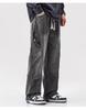 JYL Men's Parachute Pants American Vintage Pleated Patchwork Winter Loose Straight Denim