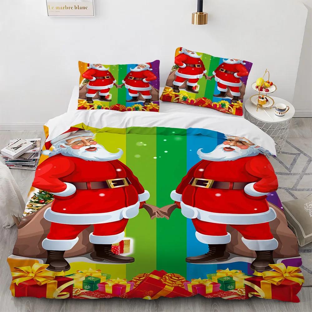 Father Christmas Bedding Home Textile North America Bed Cover Set Merry Christmas Tree King Size Kids Adult Quilt Cover Sets 3D