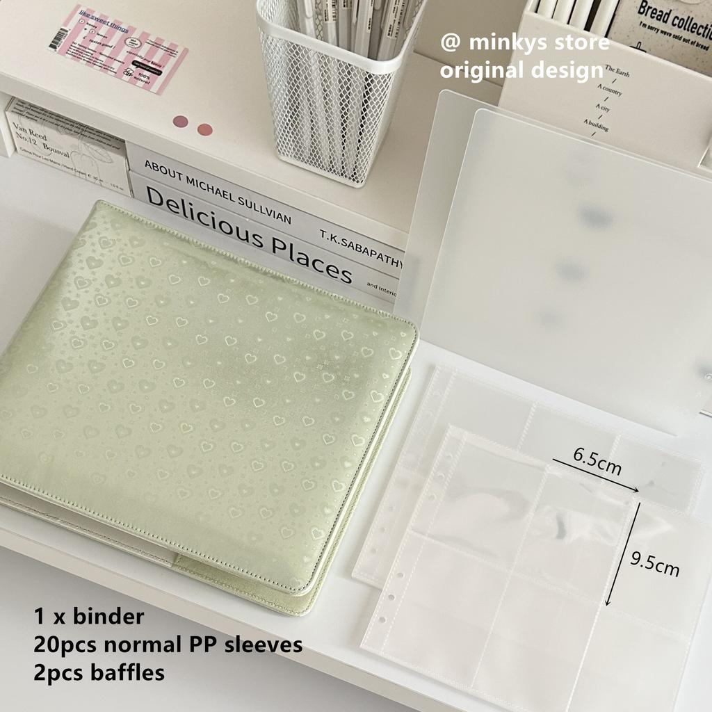 MINKYS Original Design Glittery Love Heart PU 6 Space Kpop Photocard Binder Collect Book Idol Photo Card Holder Photocards Album