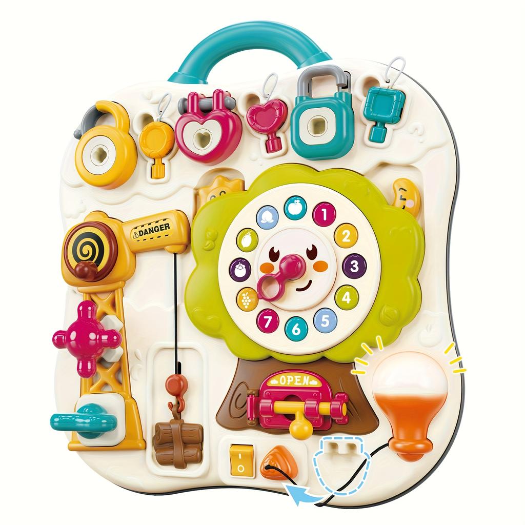 Busy Board Toy for Toddlers, Featuring 13 Activities with Music And Lights, Perfect As a Birthday Gift for Young Children Or for Travel.
