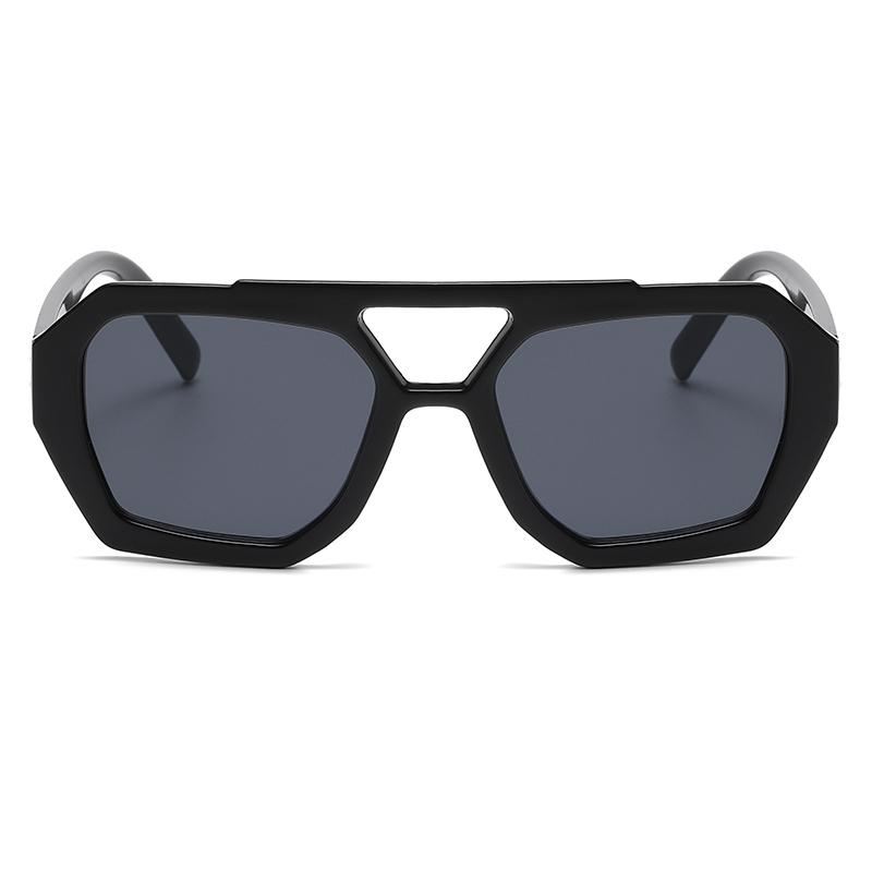 Sunglasses Women Fashion Polygonal Double Bridge Luxury Minimalist Leopard Pattern Design Eyeglasses Retro Glasses UV400