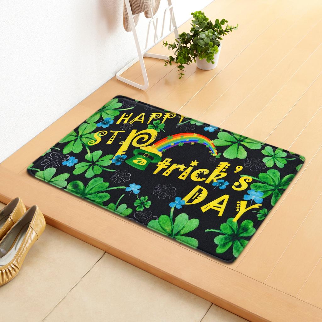 Irish Door Mat St. Patrick'S Day Absorbent Floor Mat Bedroom Shamrock Non-Slip Carpet