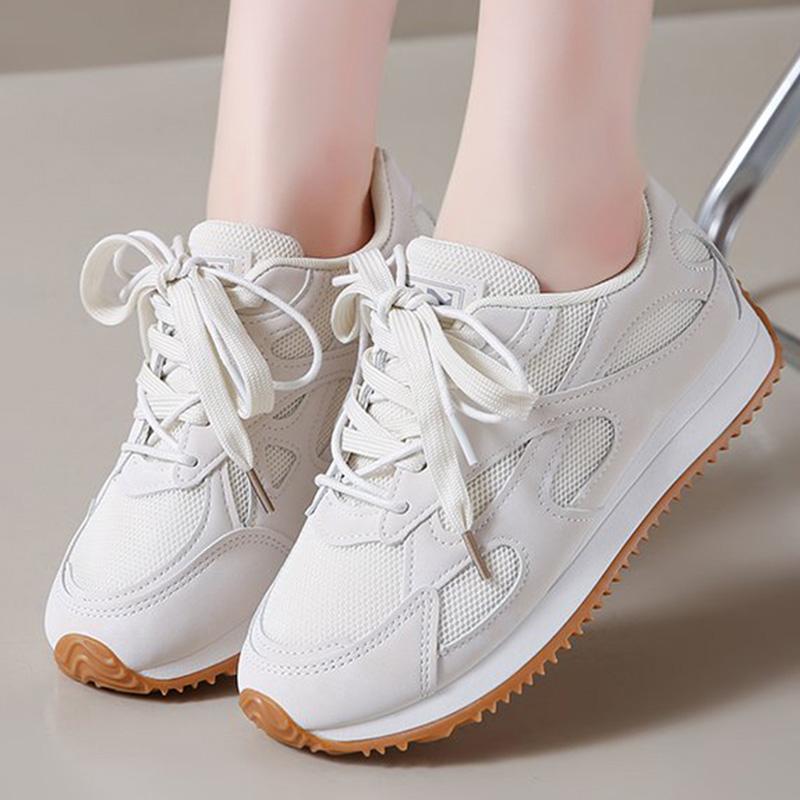 Fashion Gray Lace Up Sneakers for Women Breathable Mesh Sports Shoes Woman Autumn Winter Non Slip Soft Insole Vulcanize Shoes Mujer