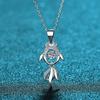 Sterling Fish Pendant Necklace Women 30pt Moissanite Charm Cross Chain Daily Wear Jewelry