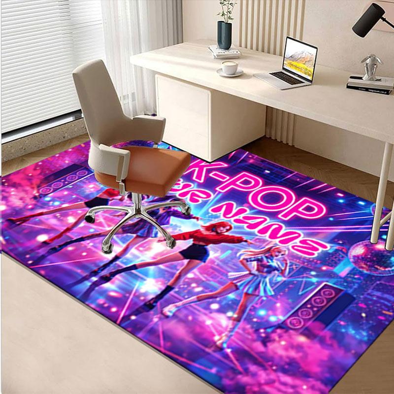 1PC Custom Name K-Pop Dance Party Theme Floor Mat Ideal for Living Room, Game Rooms, Office, Bedroom,Floor Mat Playful Design