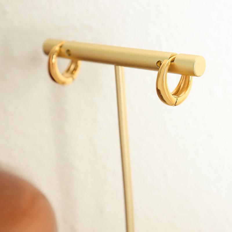 French-Inspired C-Shaped Minimalist Titanium Steel Earrings for Women