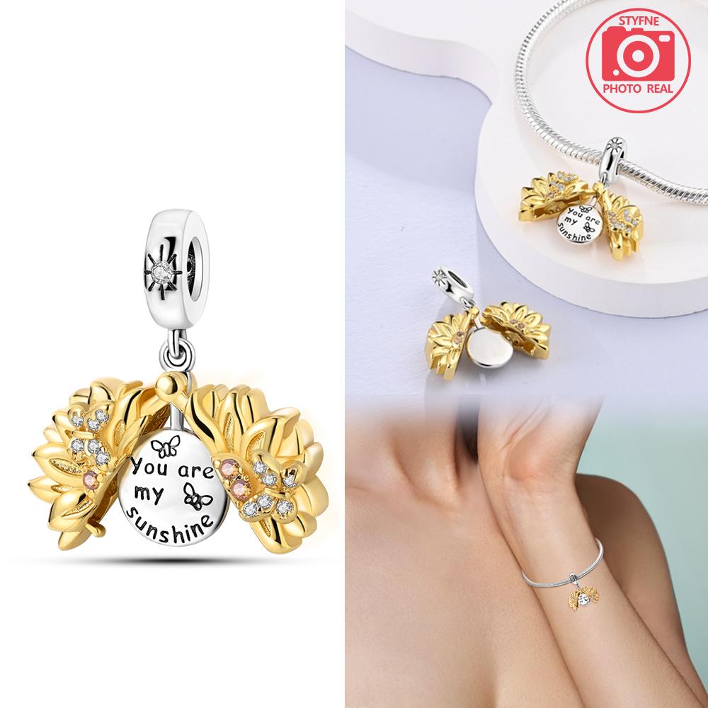 Copper Colour Sunflower Pendant Fit Charms Copper Colour Original Bracelet For Jewelry Making