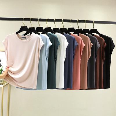 Modal Sleeveless T-shirt for Women Summer Wear Base Round Neck Loose Oversized Solid Color Slimming Top T-Shirts Women’s