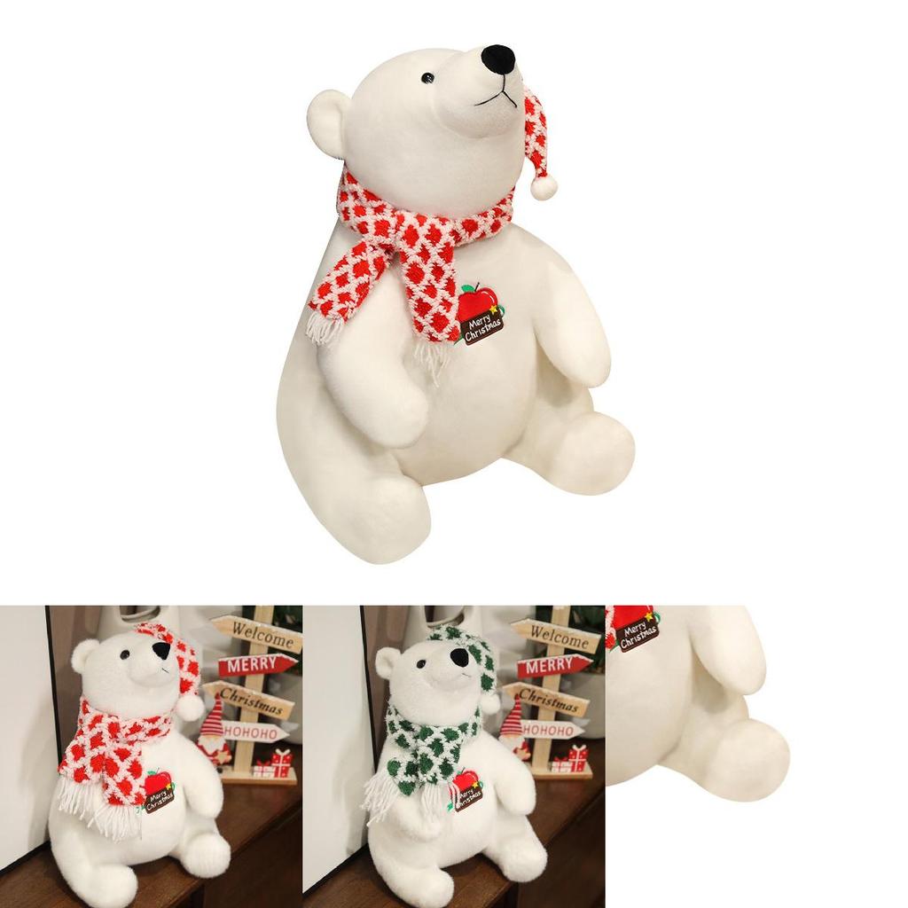 Adorable White Plush Polar Bear Toy With Cute Scarf Perfect For Kids Birthday Gifts And Decorations