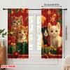 2pcs,2D plane printing Contemporary Curtains Cute Puppies Kittens Christmas Holiday (3) Versatile Polyester Fabric (without rod)