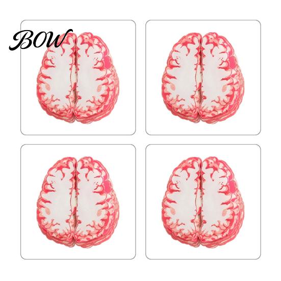 Double Sided Printed Drink Coasters 4Pcs Maple Leaf Squirrel Acrylic Coaster, 2D Reversible Cup Mat for Coffee Halloween Brain Pattern Table