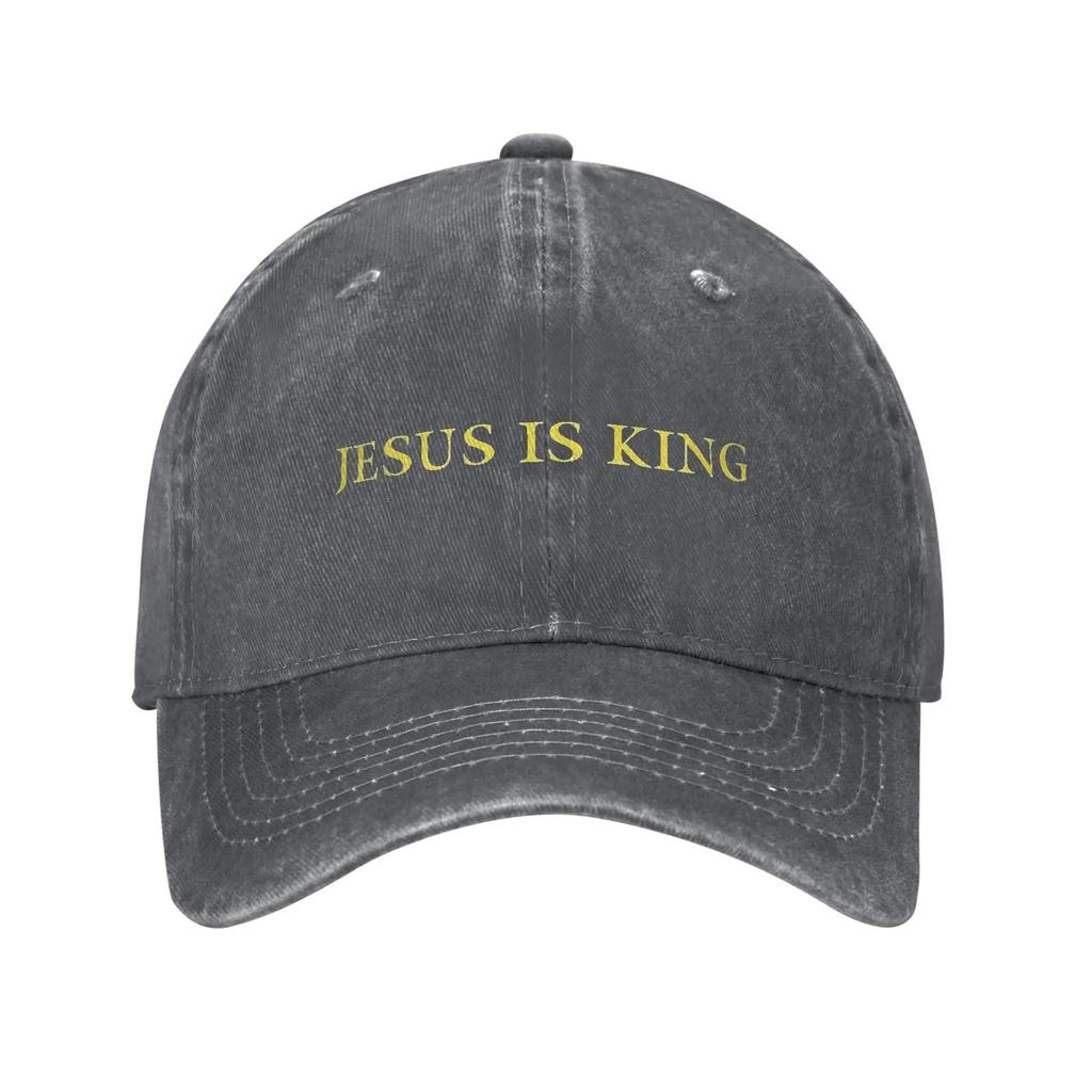 Jesus ist König Baseballkappe Used-Denim-Stil Verstellbar Outdoor Geschenk Unisex Hut