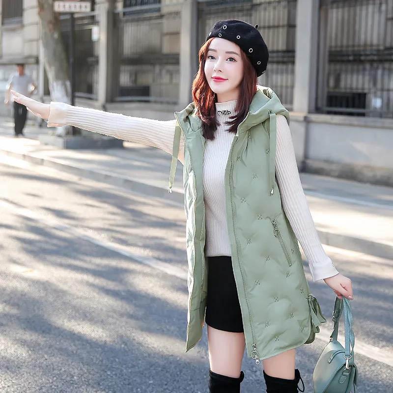 

Осень/зима, женская пуховая куртка средней длины из чистого хлопка, женская универсальная стеганая куртка-жилет M