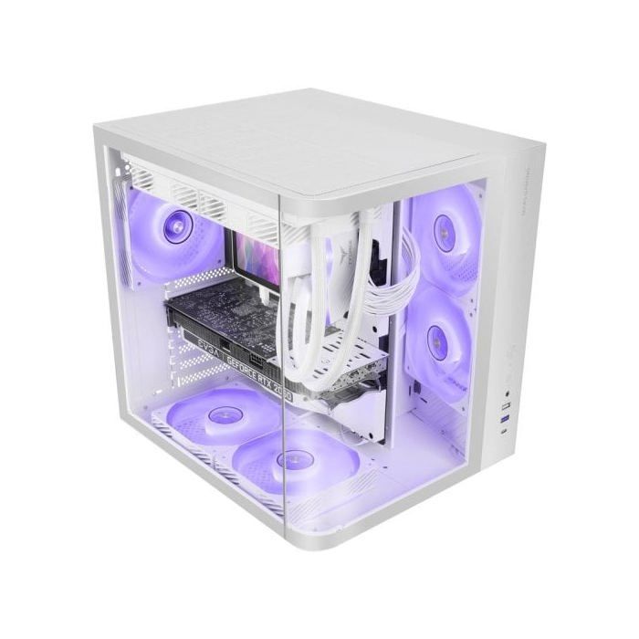 Mars Gaming MC-CURV Caja Gaming Atx Triple Cristal Templado Curvado Doble Cámara USB-C Blanco