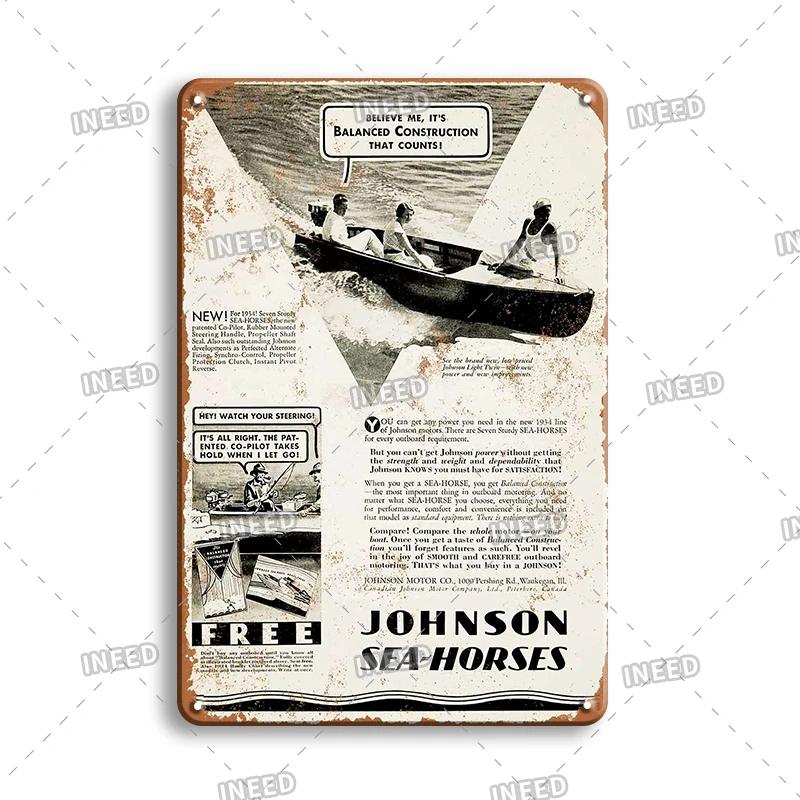Vintage Yacht Club Art Decor Metal Poster, Retro Boat, Anchor Iron Painting, Personalized Man Cave, Beach Bar Decor Plaques