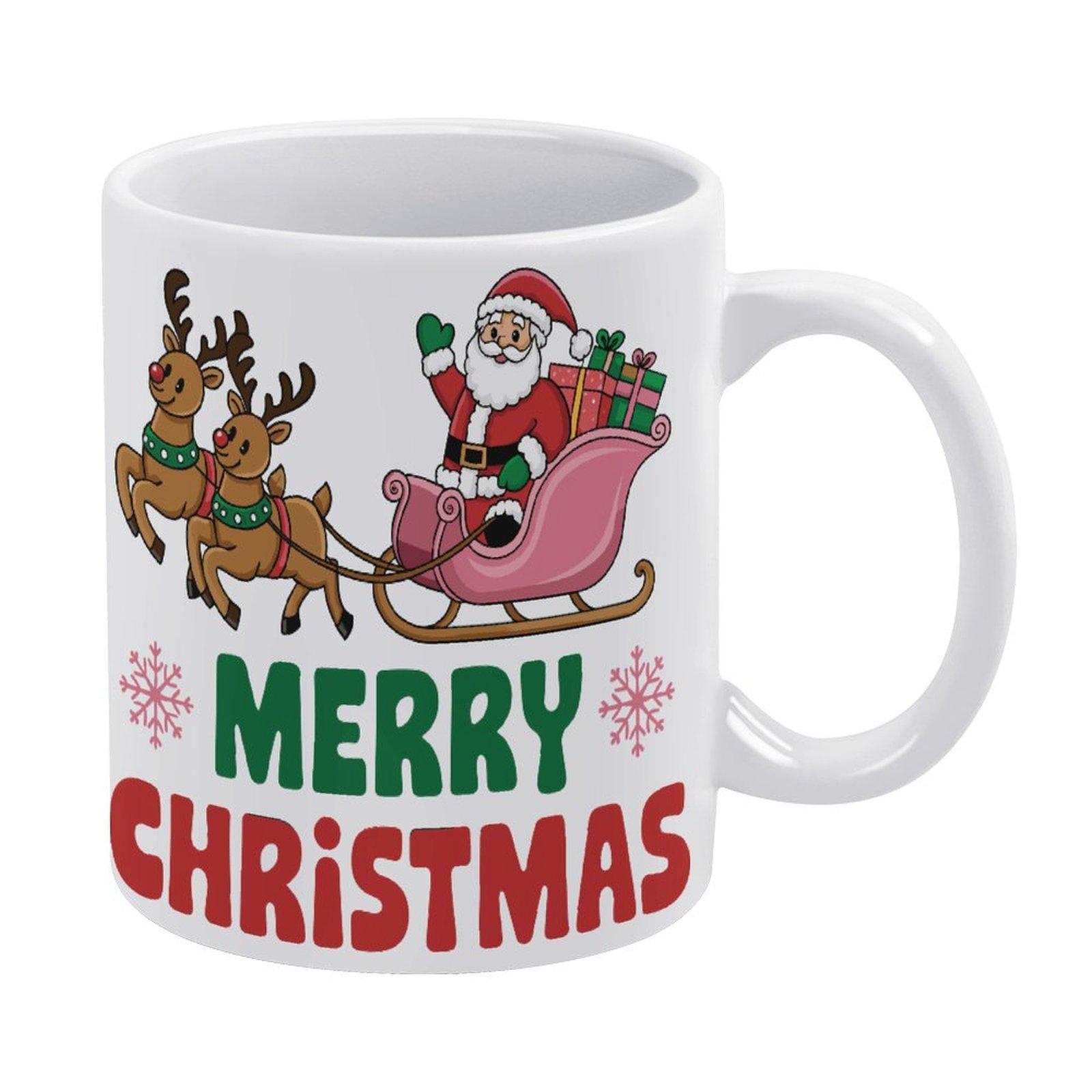 

1pc 11oz blank ceramic coffee mug, double-sided printed cup, clean white tone, heavy duty handle, convenient daily drink companion for home