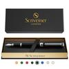 Scriveiner Black Green Fountain Pen - Chrome Finish, Schmidt Fine Nib, Gift Set