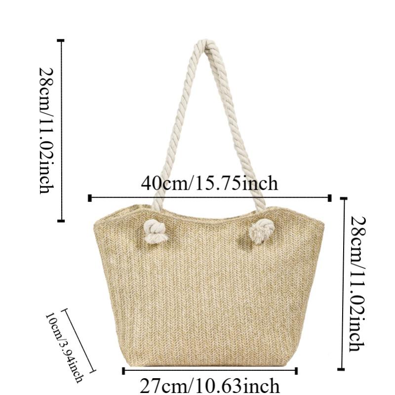 Elegante Damen-Strohtasche Böhmische Unterarm-Umhängetasche Langlebige Lässige Strandhandtasche Outdoor
