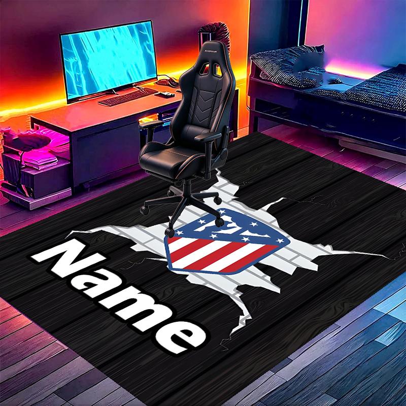 Custom Name Personalized Atletico Madrid Print Carpet, Versatile Home Decor Rug, for Playroom, Apartment, Balcony, Entryway, Hallway Gift