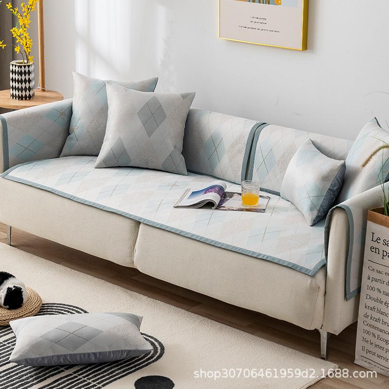 Sofa Cushion Summer Mat Non-Slip Ice Silk Rattan Mat Summer Living Room Cool Cushion Sofa Cover Cover Cloth