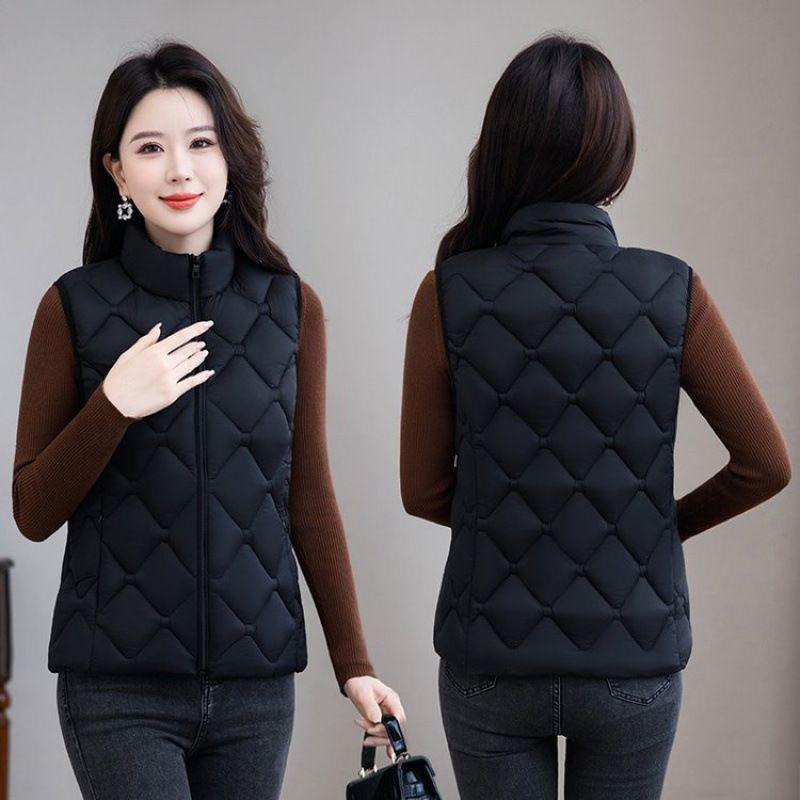 

Легкое пальто, жилет с хлопковым наполнителем, женский короткий жилет, осень-зима, воротник-стойка, приталенный, женский, теплые куртки L чёрный