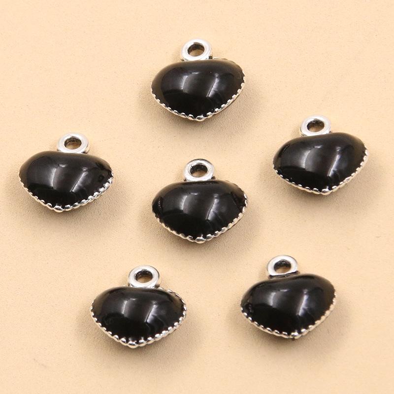 Two-Tone 11x13mm Alloy Double-Sided Enamel Heart Pendant