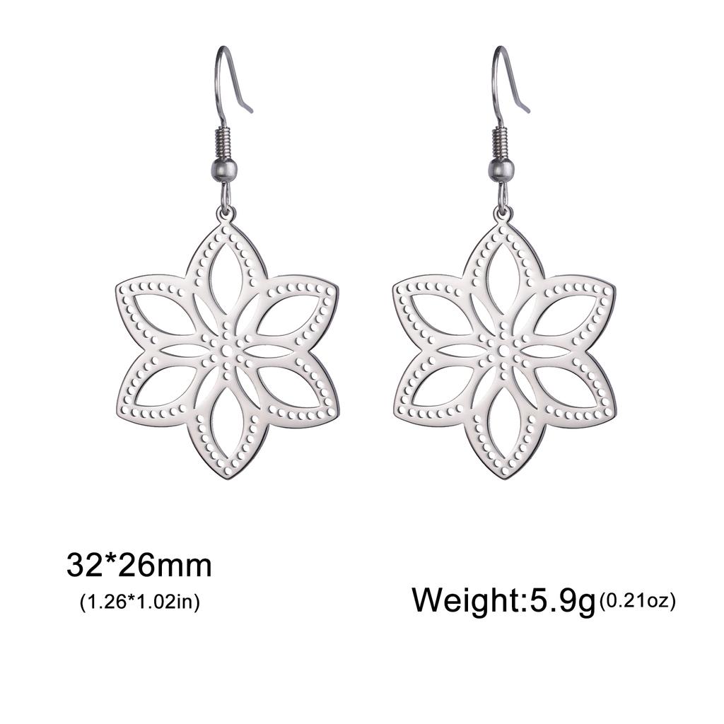 Bohemian Flower Filigree Drop Earrings Stainless Steel Waterproof Dangle Earring Women Ethnic Jewelry Valentine Gift