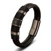 Popular braided leather rope special style classic stainless steel men's leather bracelet double-layer design