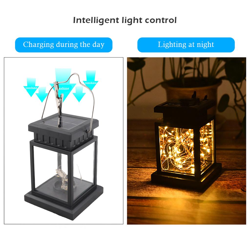 Solar Lantern Lights Outdoor LED Solar Table Lamp Hanging Lantern with Clip for Garden Patio Landscape Decoration