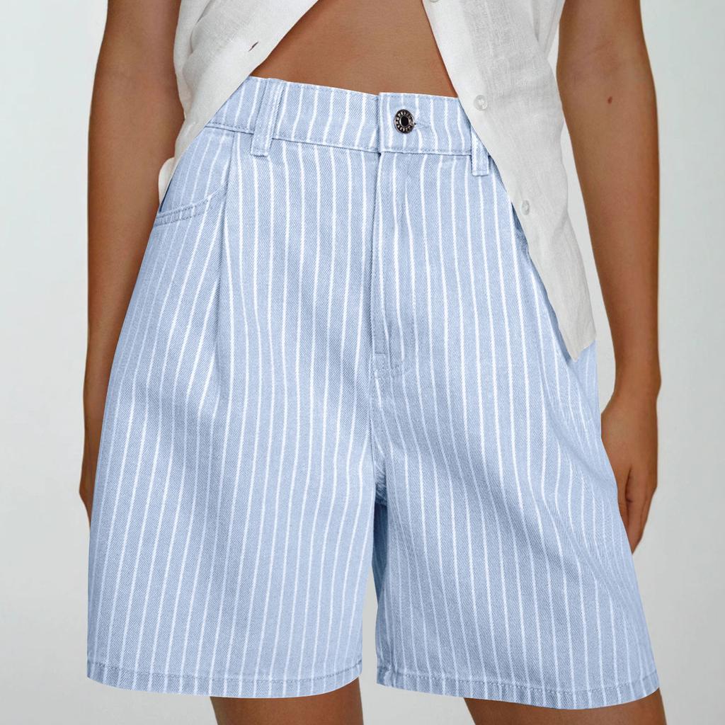 Women High Waisted Trendy Stretchy Denim Shorts Length Cutoff Loose Fit Shorts