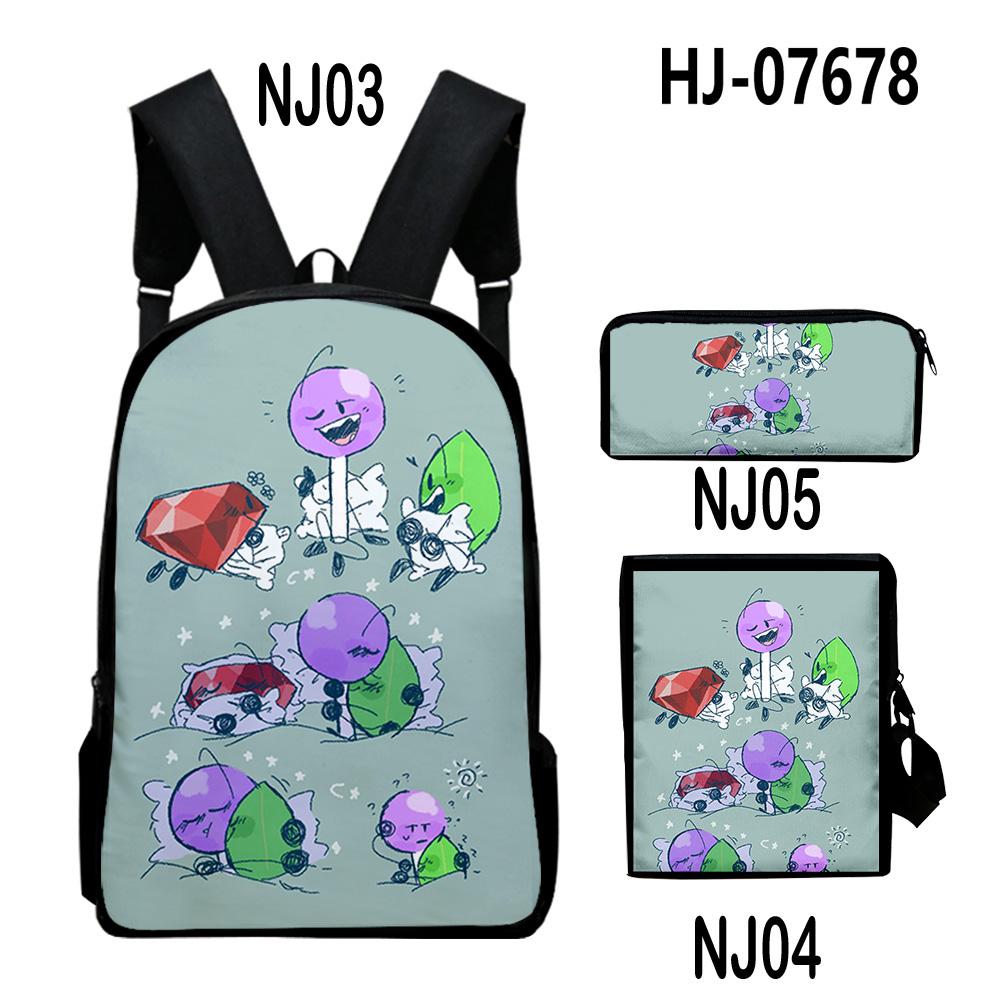 Ensemble de 3 sacs à dos Jacknjellify Battle for Dream Island : sacs bandoulière, sac à dos de jour, sac à fermeture éclair pour étudiant, trousse originale