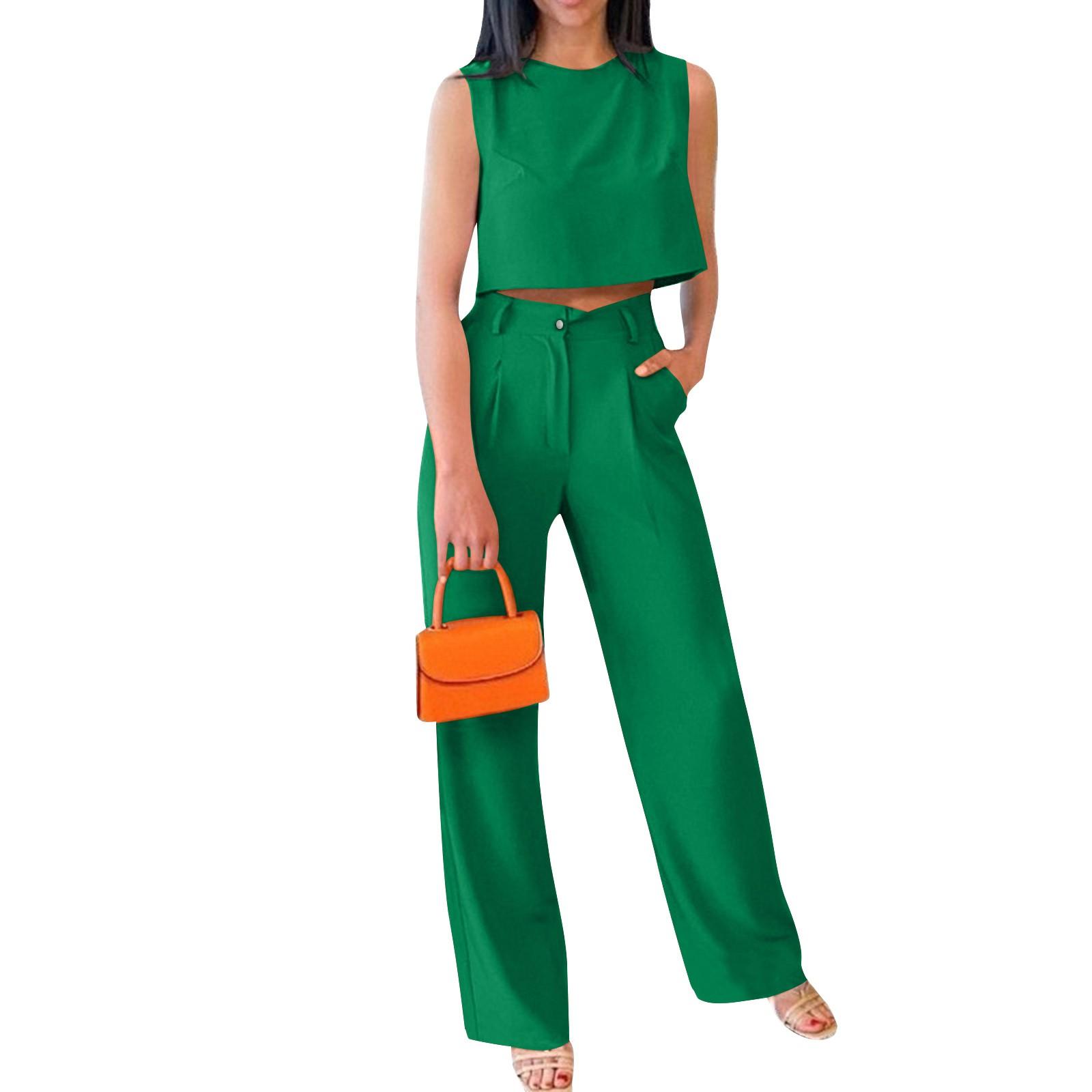 

New Sexy Trendy Women s Color Sleeveless Vest Top Pants Suit M