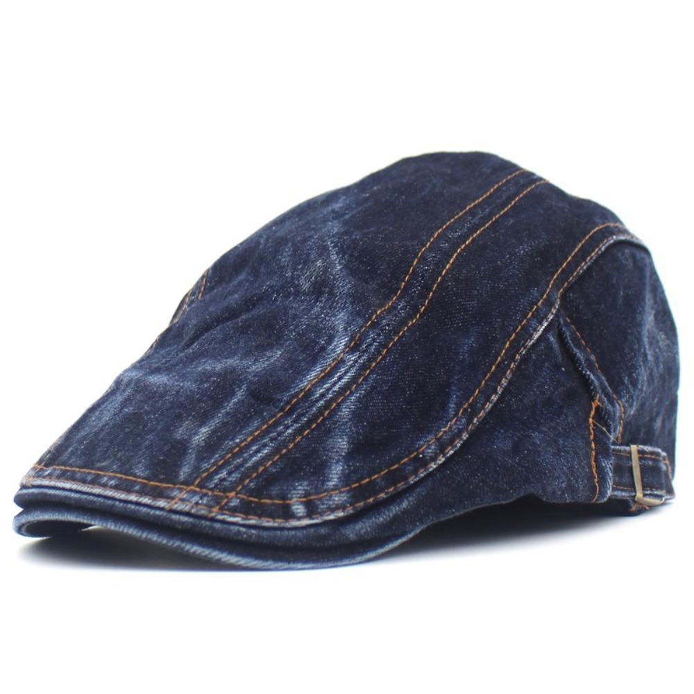 Adjustable Washed Denim Newsboy Caps Retro Flat Cap New Painter Beret  Casual