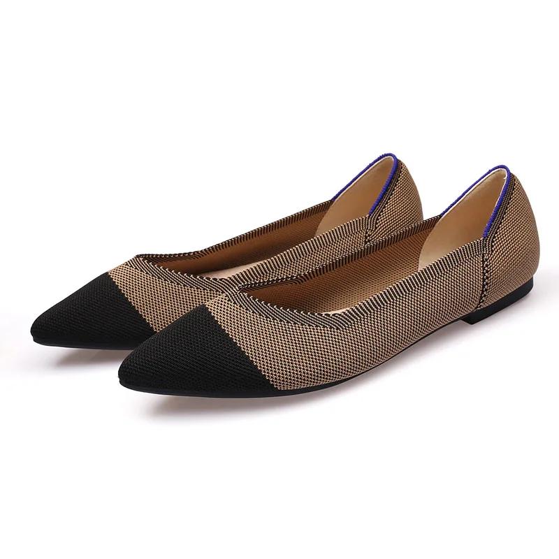 Fashion Women Shoes Flat Knit Breathable Square Heel Fashionable Beautiful Princess Antiskid Rubber Sole Comfortable 2025