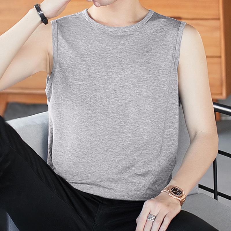 Men's Slim Korean Style V-Neck Sleeveless Vest - Casual Breathable Solid Color Youth Waistcoat