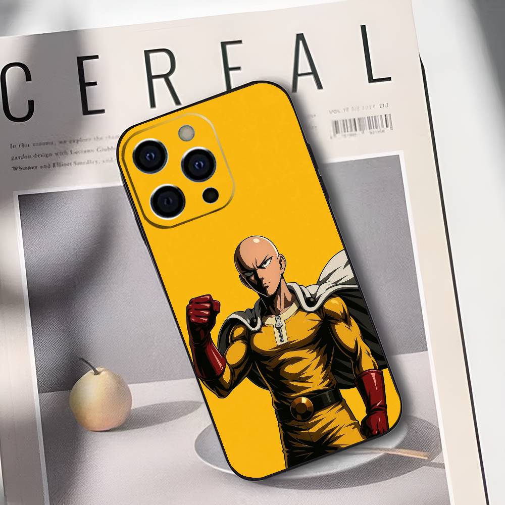 One P-Punch M-Man S-Saitama Phone Case For iPhone 17,16,15,14,13,12,11 Plus,Pro Max,XS,Soft Black Cover