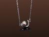 KELITCH Women's Choker Necklace with Synthetic Opal & Moon Oval Pendant (16-18 inch) Chain (White)