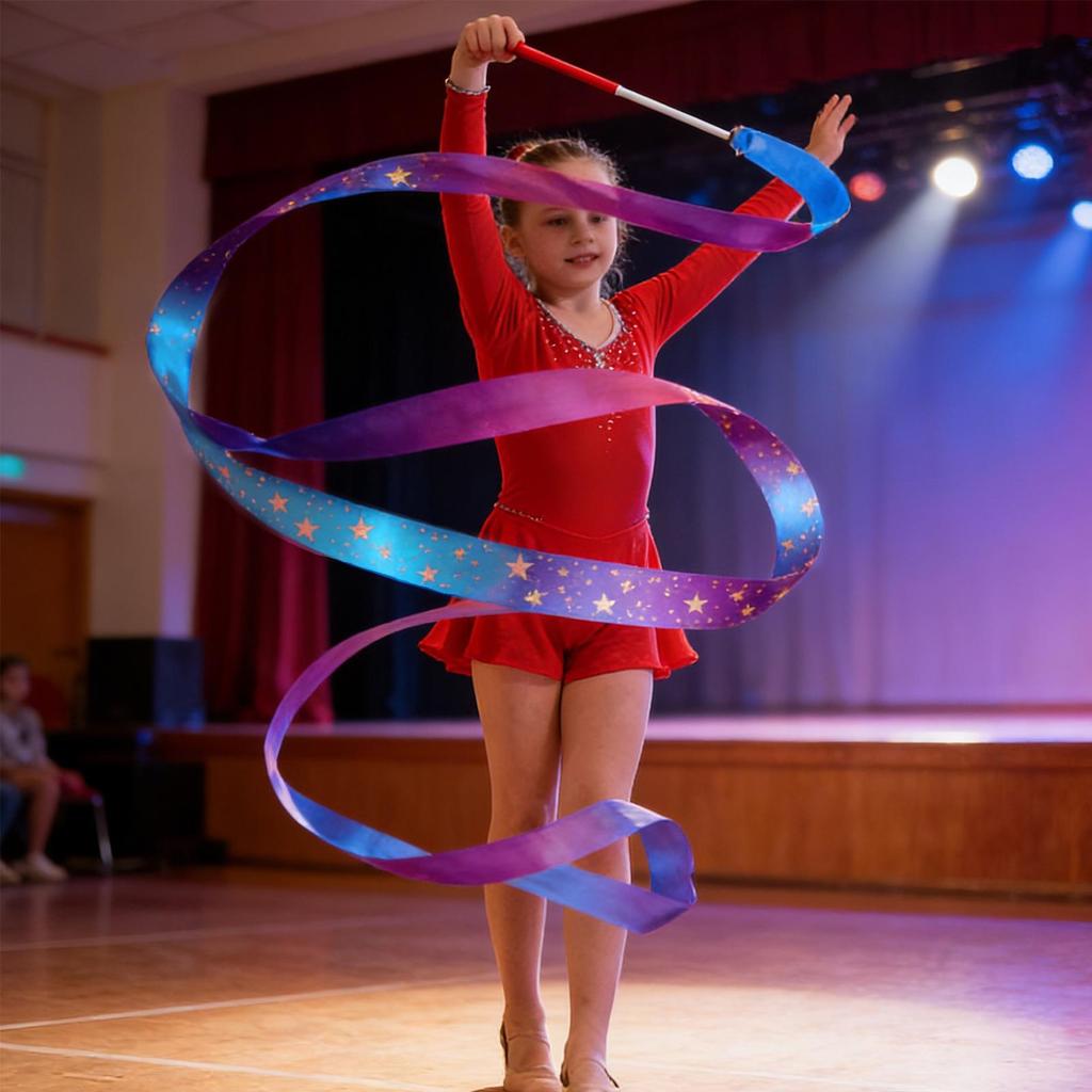 Ribbon Dancer Wand Gymnastics Dance Ribbons Foldable Twirling Gradient Streamers Artistic Dance Performance Props