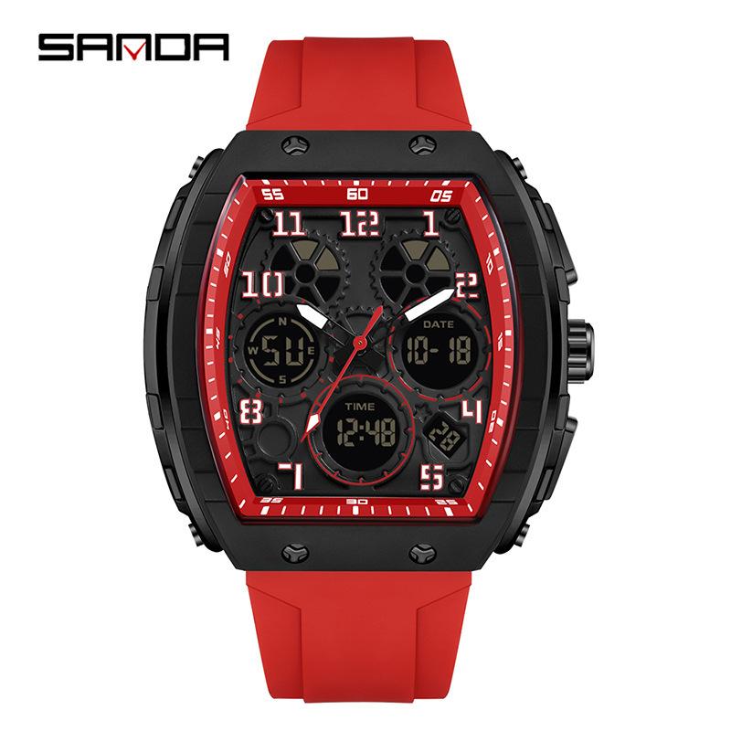 Sanda Watch Trendy Electronic Men S Watch Multifunctional Waterproof Outdoor Sports Silicone Digital Men S Watch