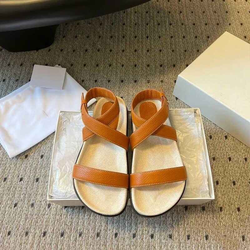 

Spring and summer new leather retro cross ankle strap platform shoes versatile casual comfortable lazy sandals women s shoes 35 оранжевый