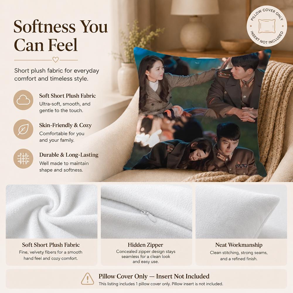 Drama C-Crash Landing on YouS Cushion Cover Double-Sided Printed Pillow Cover Hypoallergenic Dust-Mite Proof