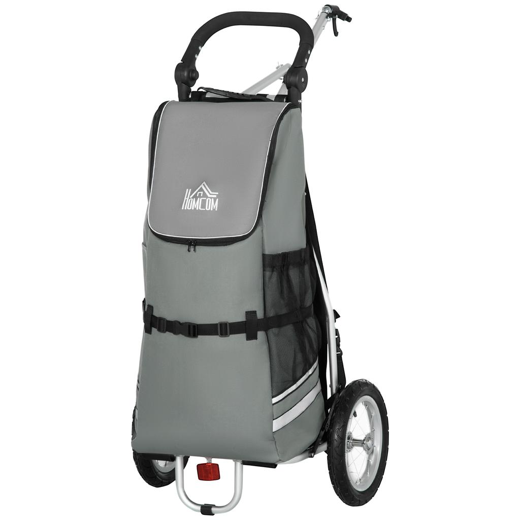 3-in-1 Shopping Trolley Shopping Cart Bike Trailer Hand Truck, 53 X 43 X 110cm, Gray+Silver