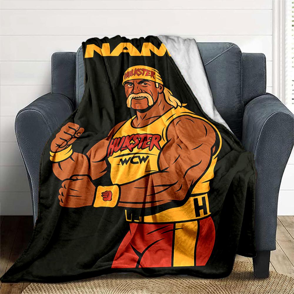 Customiz Name Personality Hulk Hogan  Blanket Soft &Warm Sofa Office Bed Travel Lunch Break Blanket, Gift Suitable All Seasons