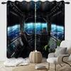 Luxurious SciFi Space View Curtain Window Treatment Polyester Galactic Abstract Decor Modern Futuristic Home Decoration Room Pan