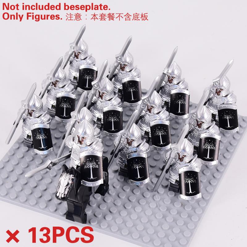 The Soldier With War Horse Gondor Army Figures Lotr Armor Guard Warrior Archer Medieval Knights Building Blocks Bricks Toys Gift