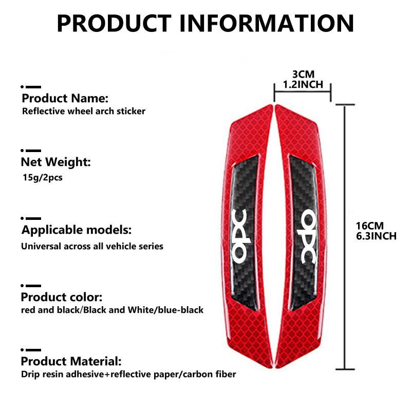 For Vauxhall 2PCS Car Reflective Stickers Wheel Eyebrow Sticker Warning Decal Strip Accessories VXR Astra Mokka Tigra Corsa