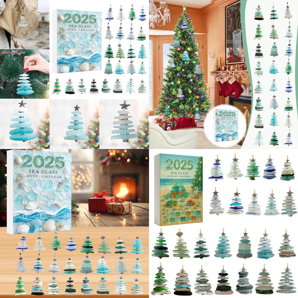 Glass Sea Acrylic Style Christmas Tree Decoration Countdown Calendar Blind Box
